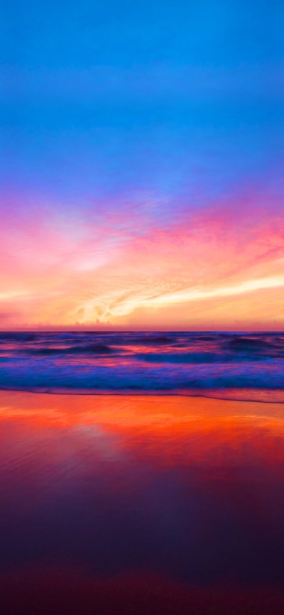 Earth Sunset, Horizon, Scenic, Colorful, Beach, 1125x2436