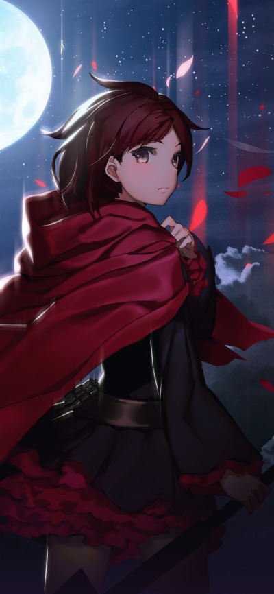 Anime RWBY, Moon, Ruby Rose (RWBY), 1125x2436