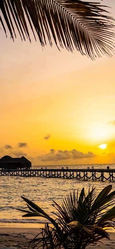 Photography Sunset, Constance Halaveli Resort, Holiday, Pier, Maldives, Beach, 1125x2436