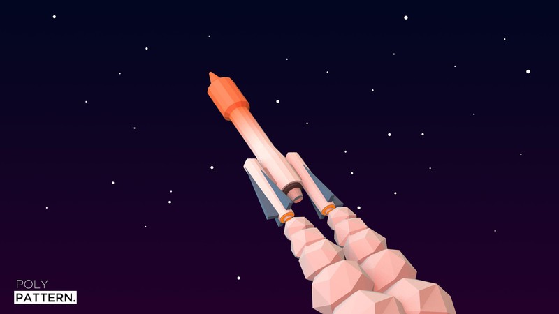 rocket launch, 4k, low poly, minimalism