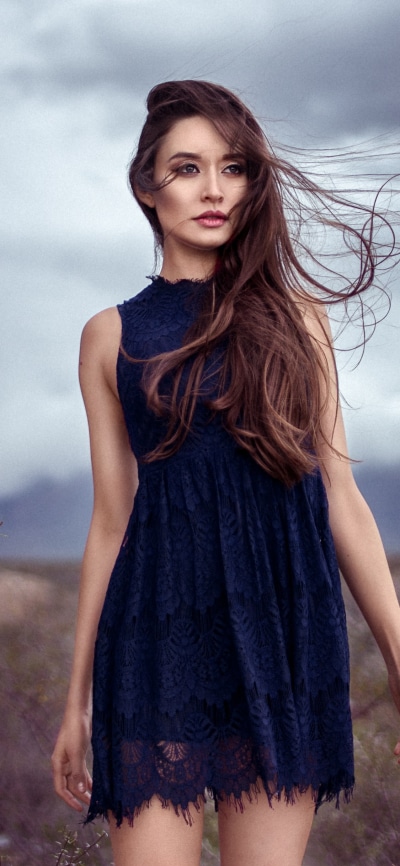 Women Model, Brunette, Depth Of Field, Blue Dress, 1125x2436