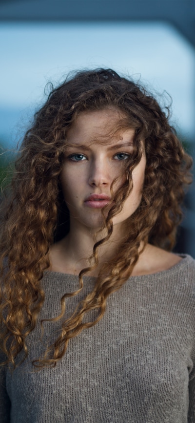 Women Model, Blue Eyes, Curl, Brunette, 1125x2436