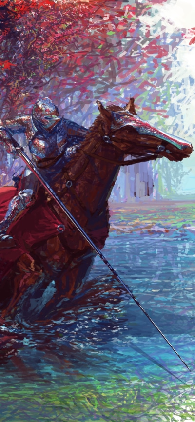 Fantasy Knight, Horse, Water, Armor, Warrior, 1125x2436