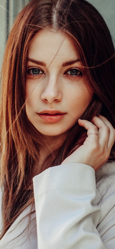 Women Model, Redhead, Blue Eyes, 1125x2436