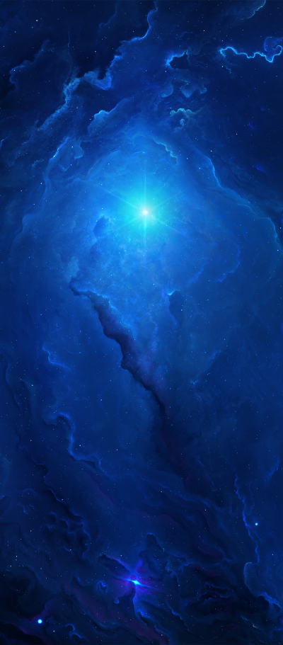 Sci Fi Nebula, Space, Blue, 1080x2460