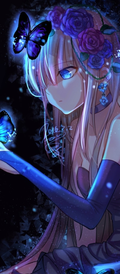 Anime Girl, Blue Eyes, Long Hair, 1080x2460