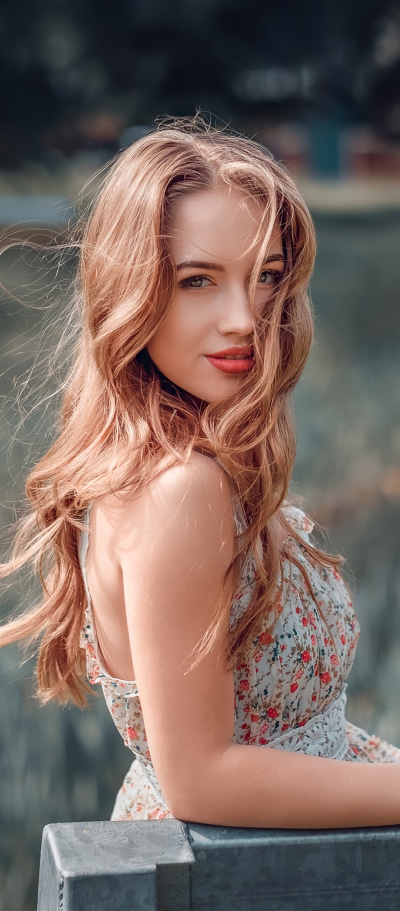 Women Model, Blonde, Lipstick, Long Hair, 1080x2460