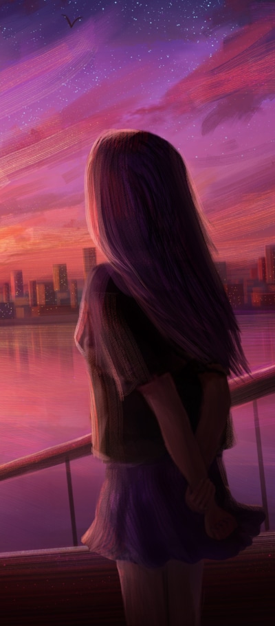 Anime Sunset, 1080x2460