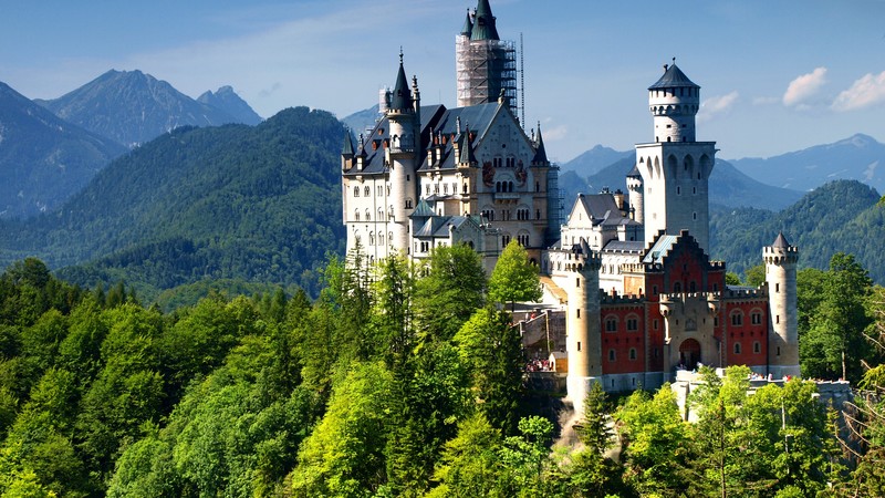 Neuschwanstein Castle, Bavaria, Germany, Alps, mountain, castle, travel, tourism