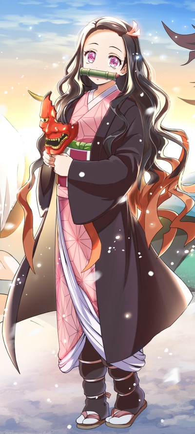 Anime Demon Slayer: Kimetsu no Yaiba, Nezuko Kamado, 1080x2400