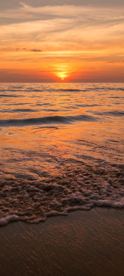 Earth Sunset, Ocean, Horizon, 1080x2400