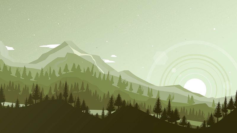 mountains, sunset, landscape, vector, 4k