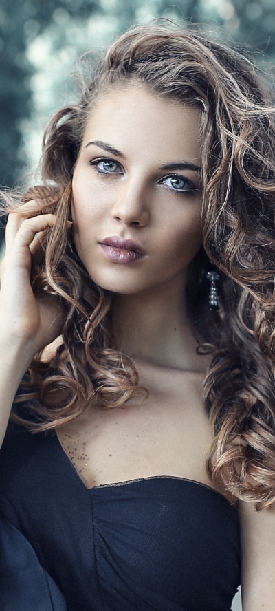 Women Model, Brunette, Bokeh, Curl, 1080x2400