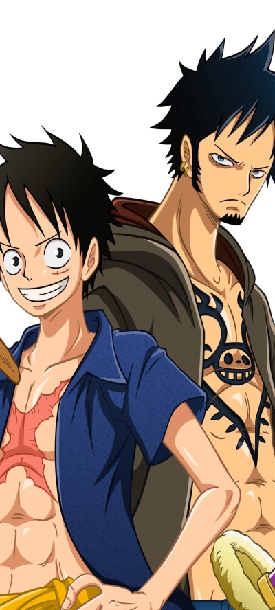 Anime One Piece, Monkey D. Luffy, Trafalgar Law, 1080x2400