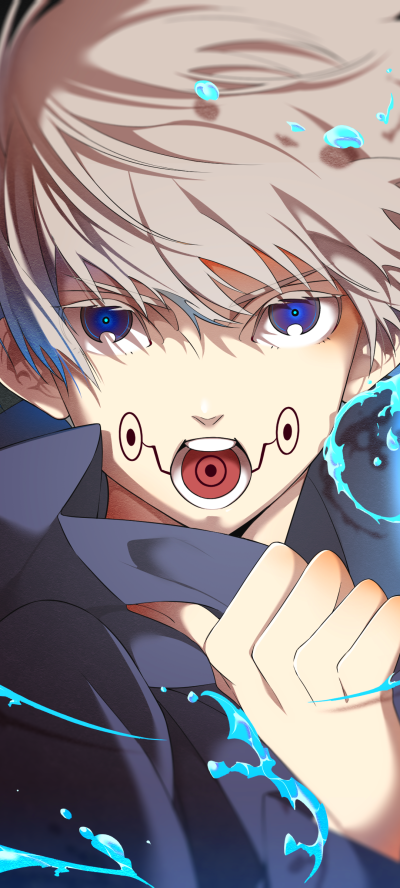 Anime Jujutsu Kaisen, White Hair, Blue Eyes, Toge Inumaki, 1080x2400