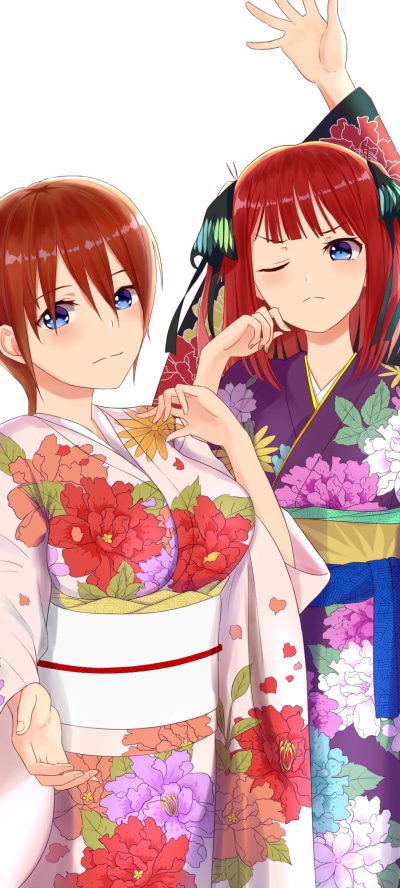 Anime The Quintessential Quintuplets, Nino Nakano, Ichika Nakano, 1080x2400