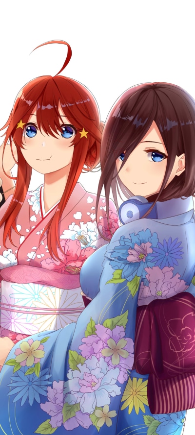 Anime The Quintessential Quintuplets, Itsuki Nakano, Miku Nakano, 1080x2400