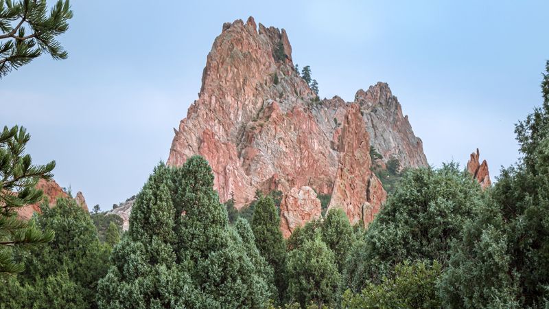 mountain, trees, stone, nature, landscape, 4k