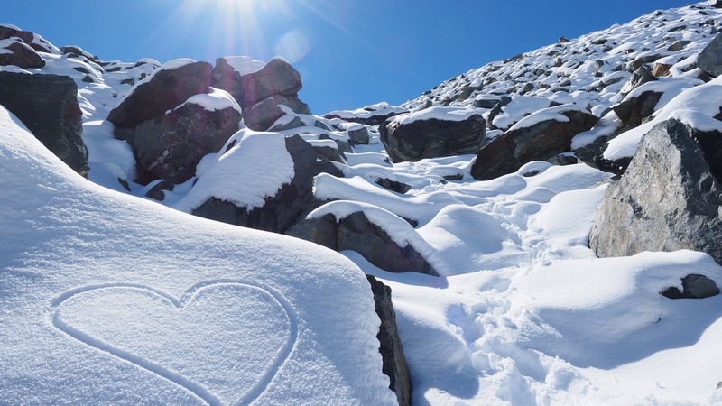 Snow, sunny, 4k, New Zealand, love, mountain, Rocks