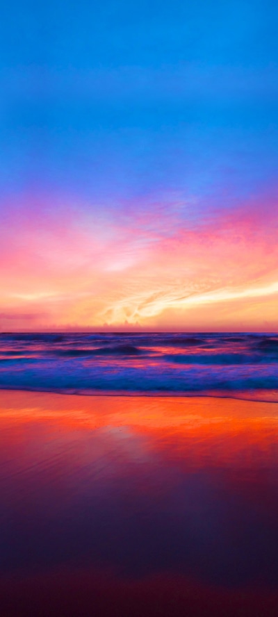Earth Sunset, Horizon, Beach, Colorful, 1080x2400