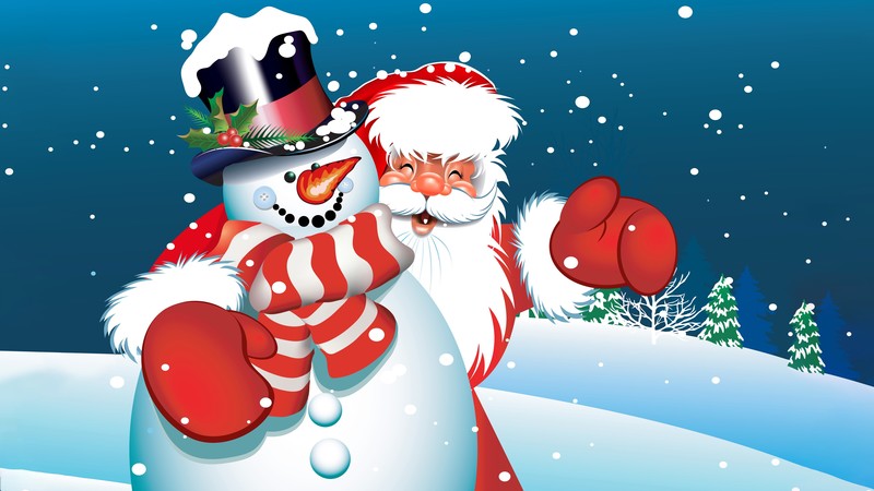 Christmas, New Year, Santa Claus, snowman