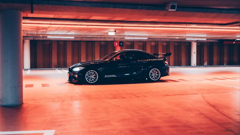 car, sports car, parking, black, 4k