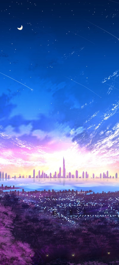 Anime City, Sky, 1080x2400