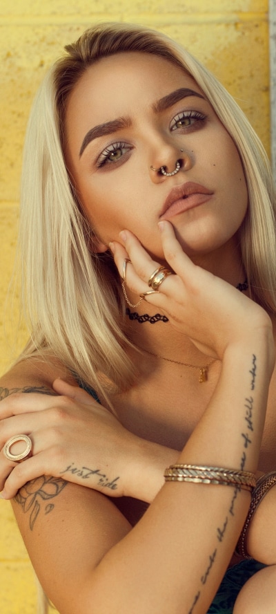 Women Model, Blonde, Tattoo, Hazel Eyes, 1080x2400