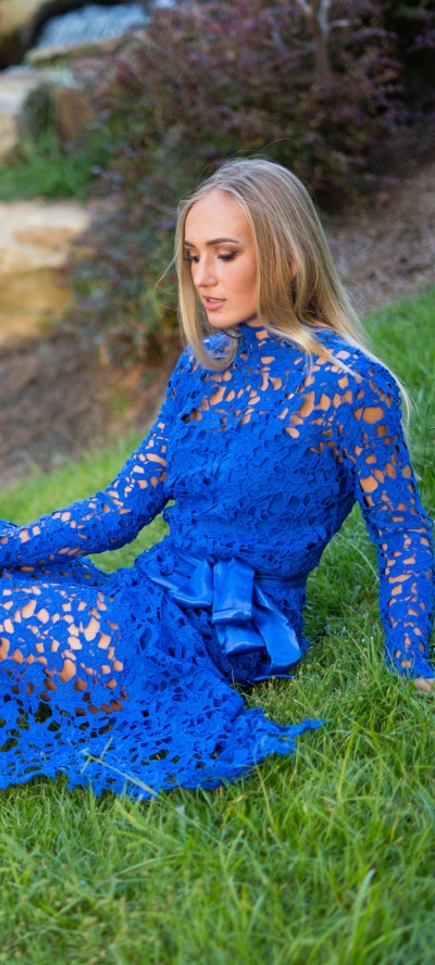 Women Model, Blonde, Blue Dress, 1080x2400