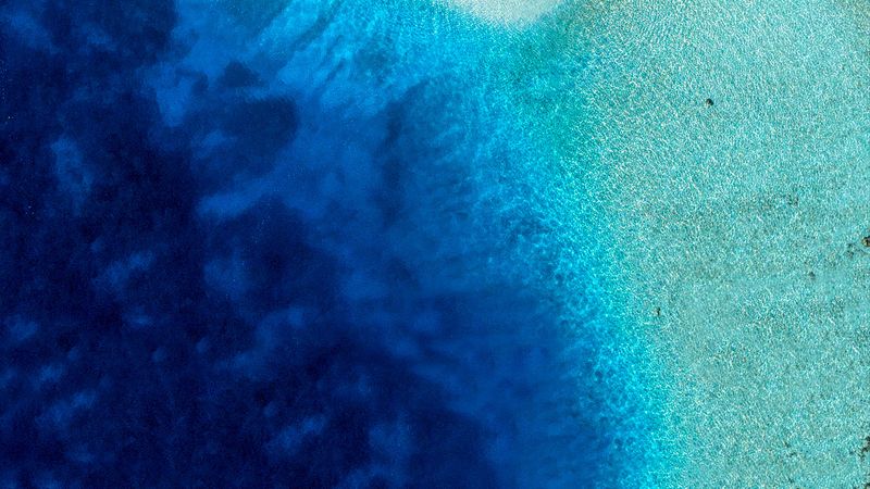 ocean, water, island, aerial view, 4k