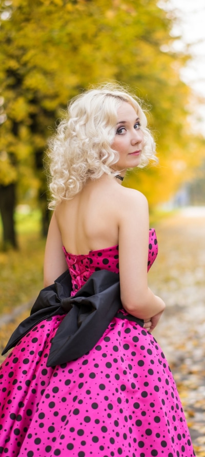 Women Model, Blonde, Bow (Clothing), Depth Of Field, Pink Dress, 1080x2400
