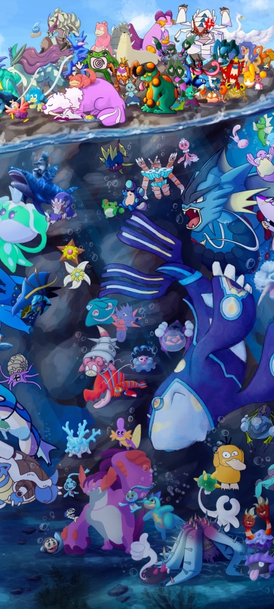 Anime Pokémon, Water Pokémon, 1080x2400