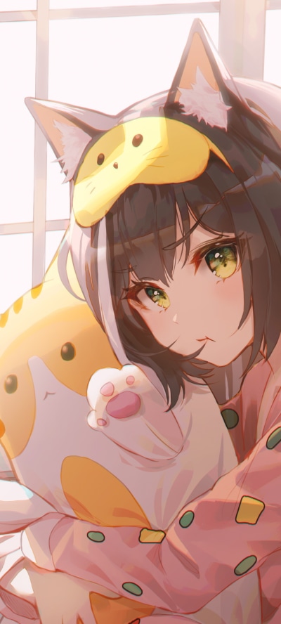 Anime Princess Connect! Re:Dive, Green Eyes, Animal Ears, Karyl Momochi, 1080x2400