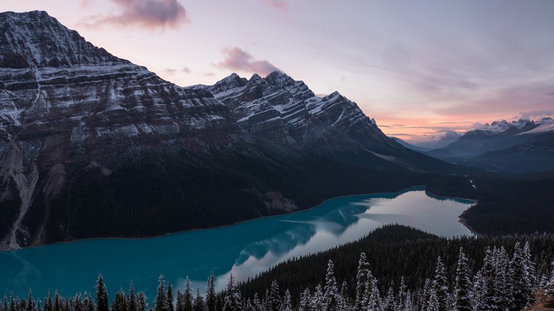 mountains, 4K, lake, forest
