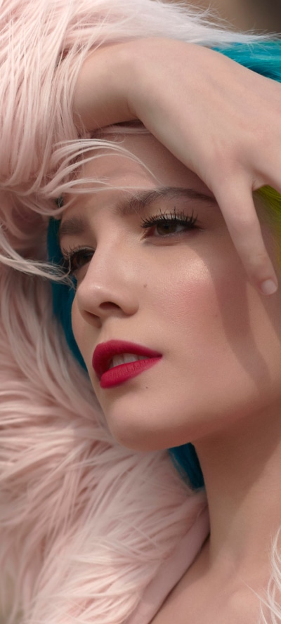 Music Halsey, Lipstick, Blue Hair, Face, American, Halsey (Singer), 1080x2400