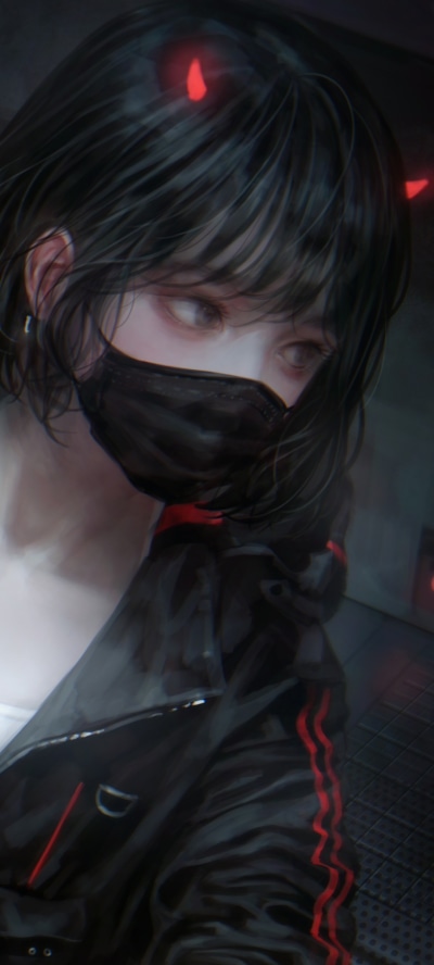 Anime Original, Black Hair, Short Hair, 1080x2400