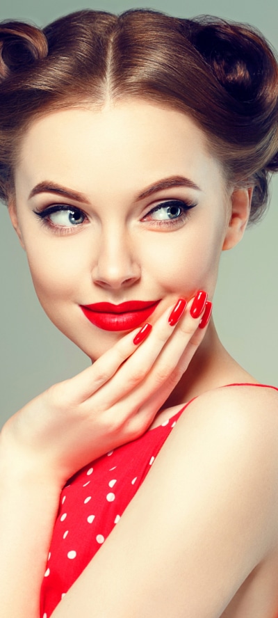 Women Model, Blue Eyes, Brunette, Lipstick, Smile, 1080x2400