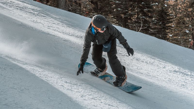 snowboarder, snowboard, helmet, slope, snow, 4k