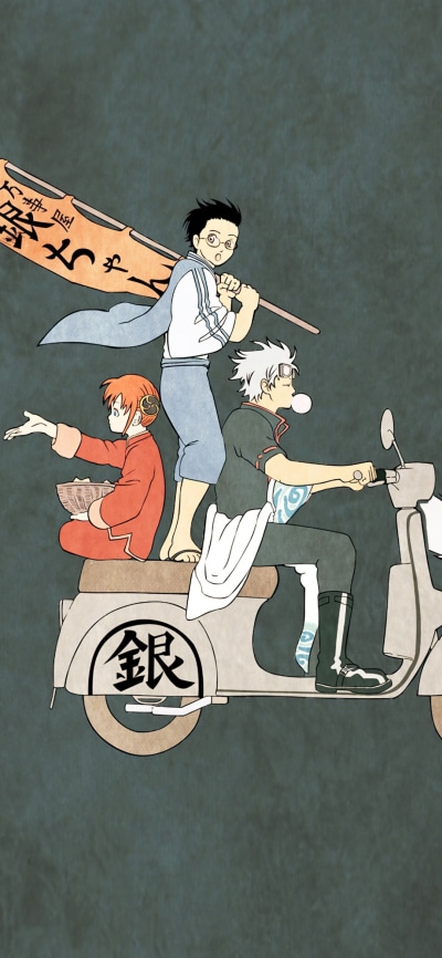 Anime Gintama, Gintoki Sakata, Shimura Shinpachi, Kagura (Gintama), 1080x2340