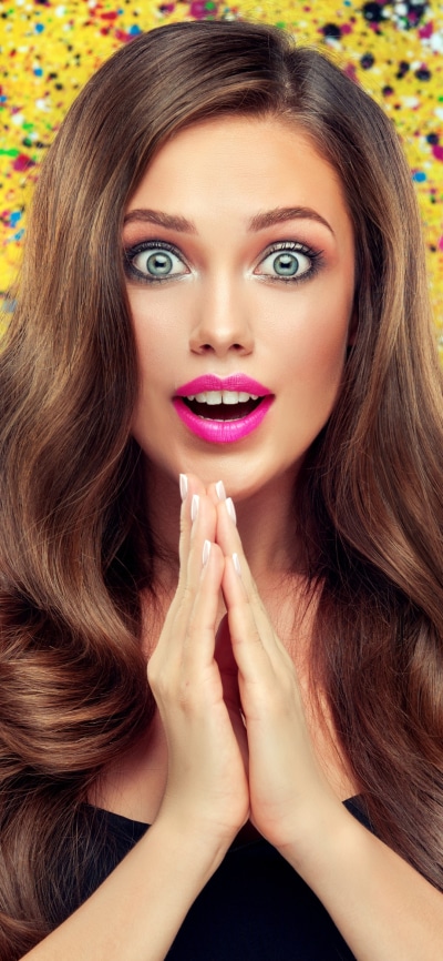 Women Model, Brunette, Lipstick, Blue Eyes, 1080x2340