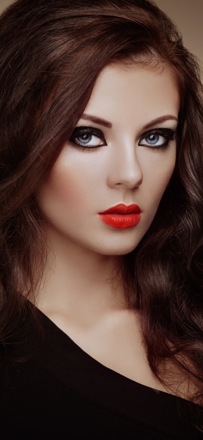 Women Model, Brunette, Lipstick, Blue Eyes, 1080x2340