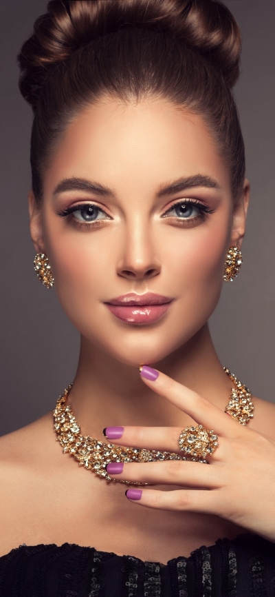 Women Model, Blue Eyes, Earrings, Jewelry, Necklace, 1080x2340