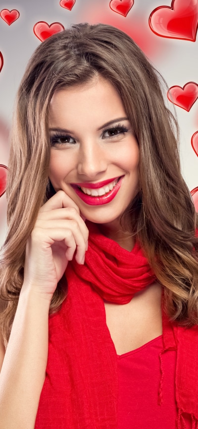 Women Model, Smile, Lipstick, Brown Eyes, Brunette, 1080x2340