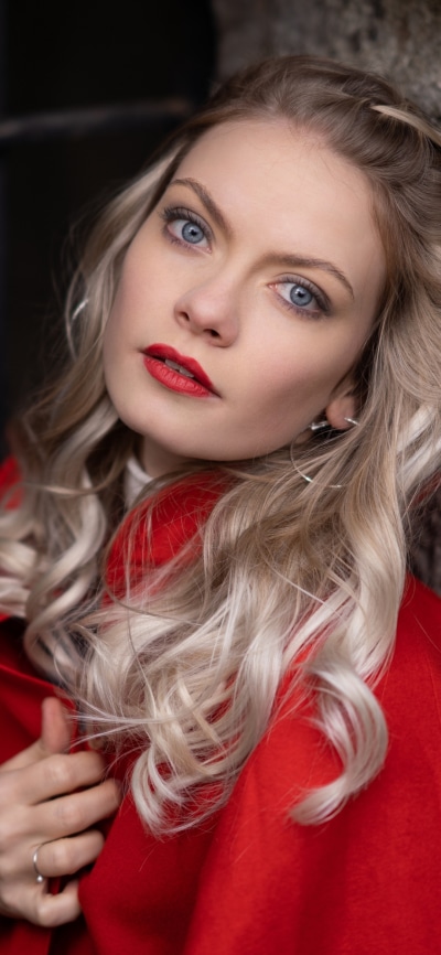 Women Model, Blonde, Blue Eyes, Lipstick, 1080x2340