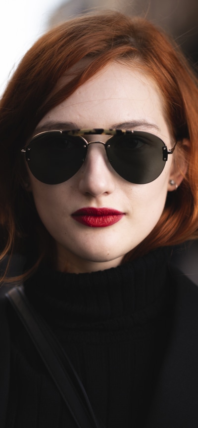 Women Model, Redhead, Sunglasses, Lipstick, 1080x2340