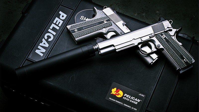 Dan Wesson M1911, ACP pistol, silencer