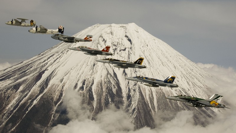 fighter aircraft, Mount, Fuji, U.S. Air Force
