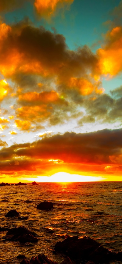 Earth Sunset, Cloud, Ocean, Sea, Horizon, 1080x2340