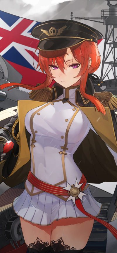 Anime Azur Lane, Hat, Monarch (Azur Lane), Red Hair, Uniform, 1080x2340