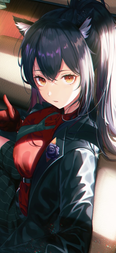 Video Game Arknights, Black Hair, Texas (Arknights), 1080x2340